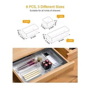 6 PCS Clear Plastic Drawer Organizers and Dividers‎